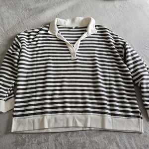Cato Dark Olive Green & Cream Striped Knit Top Sweater